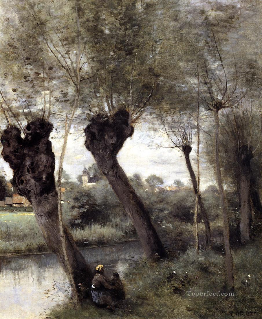 Saint Nicholas les Arras Willows on the Banks of the Scarpe Jean Baptiste Camille Corot Oil Paintings